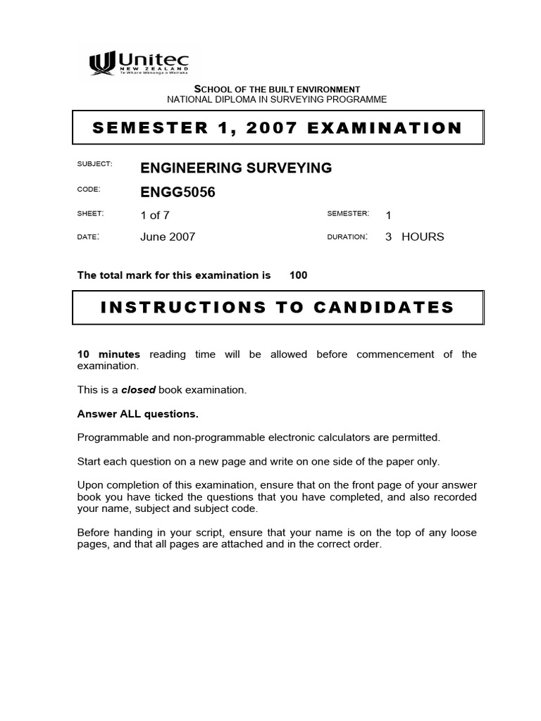 Engineering Surveying Engg5056 2007 S1 Pdf Surveying Metrology