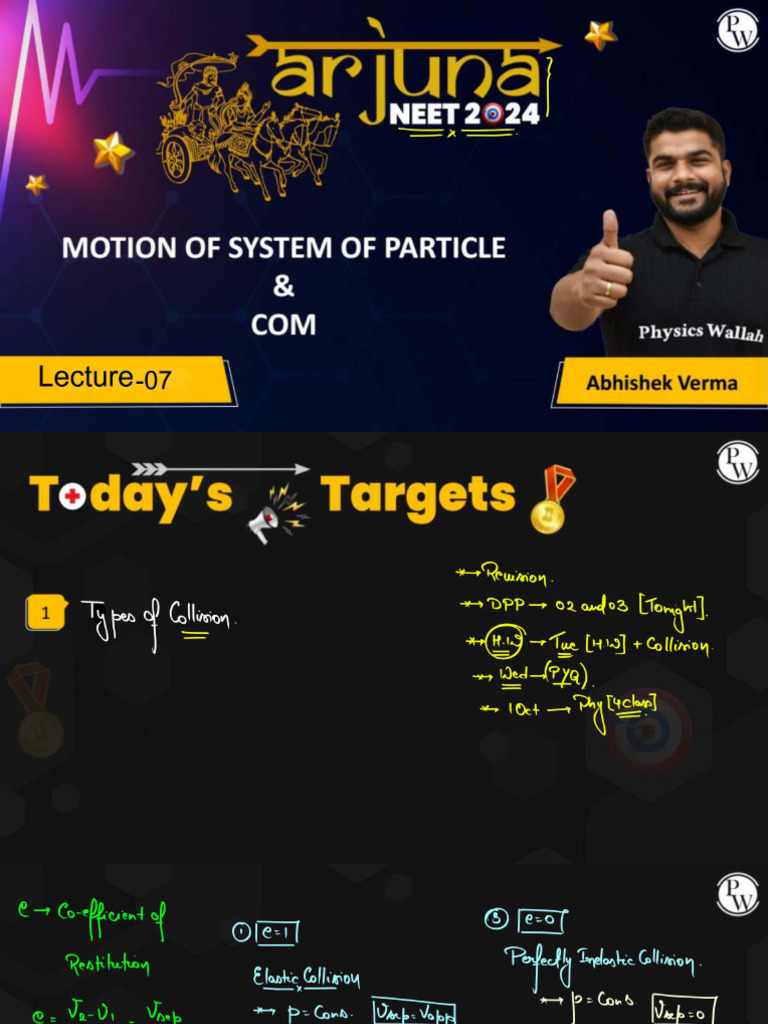 Motion of system of particle and com 07 classnotes arjuna neet