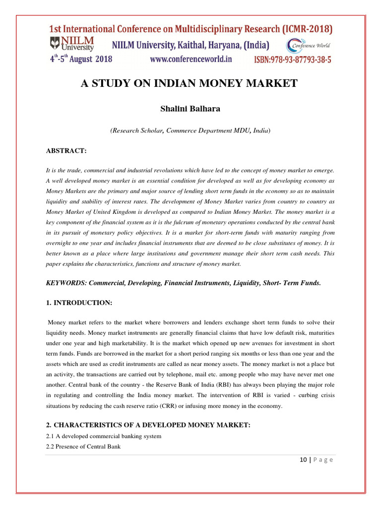 Indian Money Market Analysis and Insights | PDF | Repurchase Agreement ...