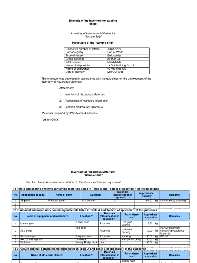Ship Hazardous Materials Inventory | PDF | Ships | Deck (Ship)