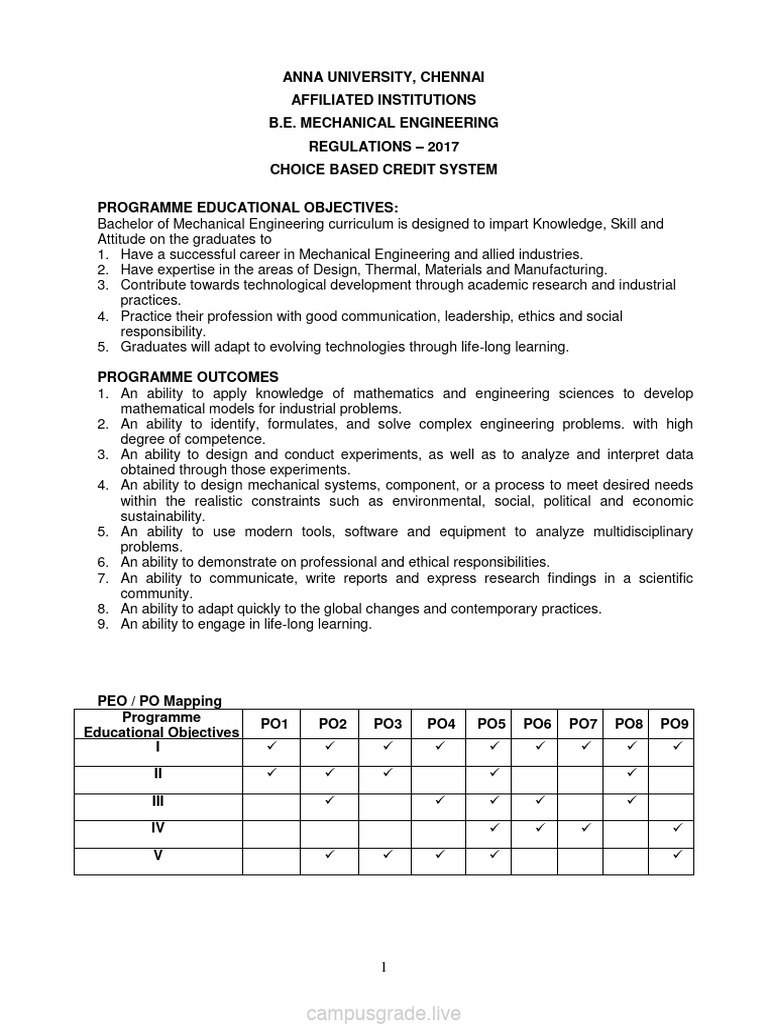 Anna University Mechanical Engineering Syllabus | PDF | Integral ...