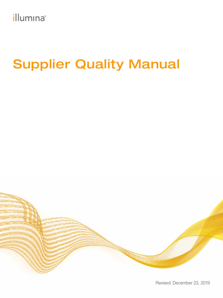 Illumina Supplier Quality Manual Guide | PDF | Supply Chain | Iso 9000