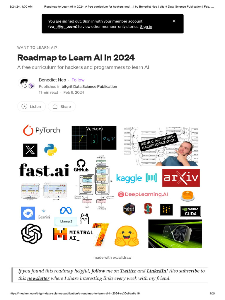 AI Learning Roadmap 2024 Guide | PDF | Deep Learning | Artificial ...