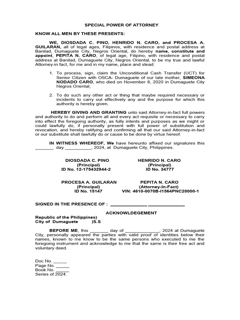 Special Power of AttorneyCaro PDF Power Of Attorney Private Law