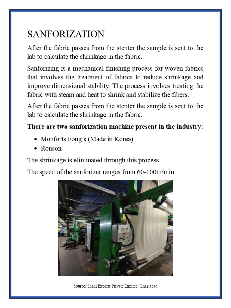 Sanforization Process in Textiles | PDF | Textiles