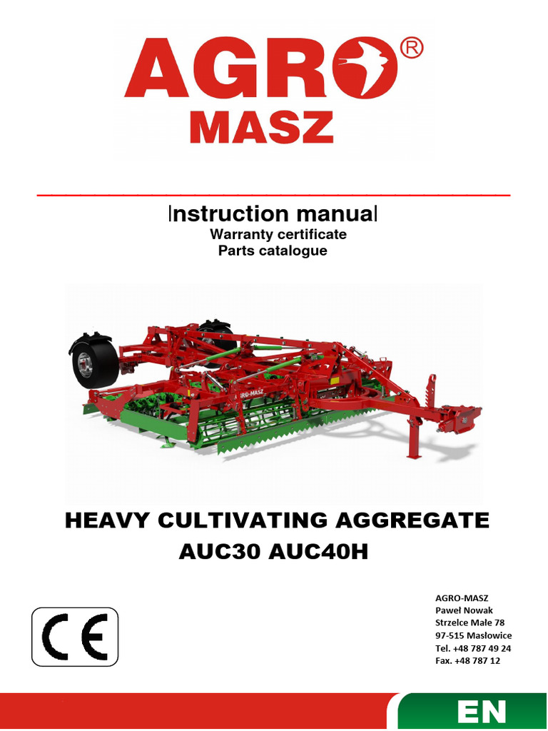 Agro-Masz AUC30, AUC40H - Operating Manual (ENG) - 2014 (IO - AUC