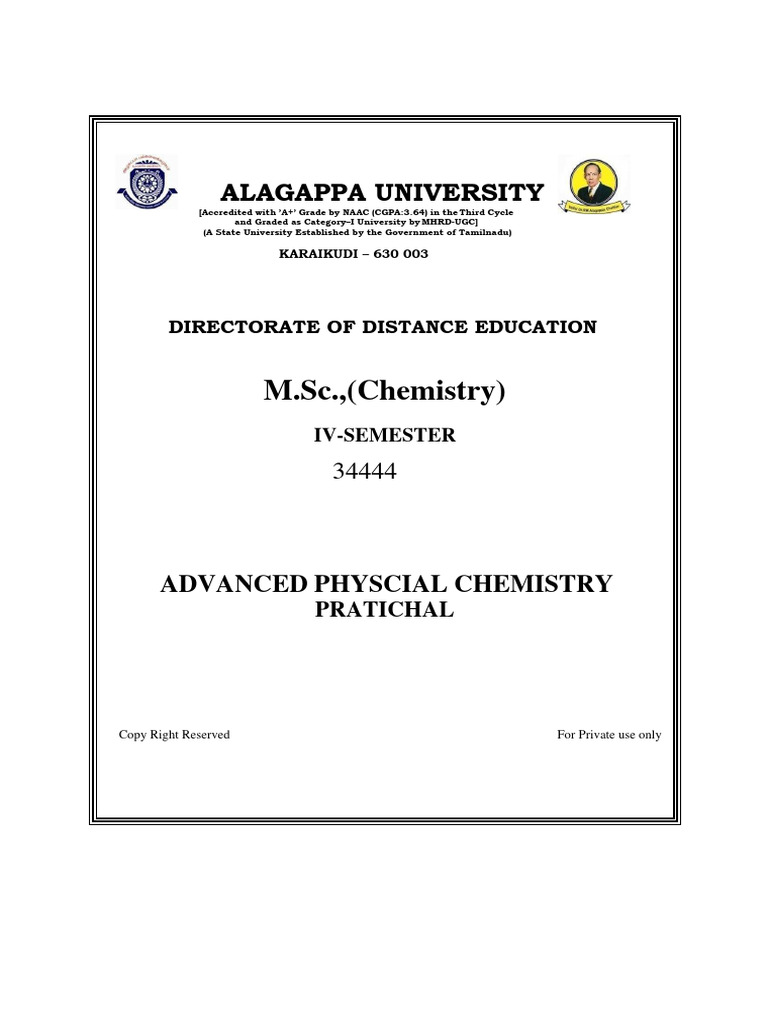 Pg M Sc Chemistry 34444 Advanced Physcial Chemistry Pdf Chemistry