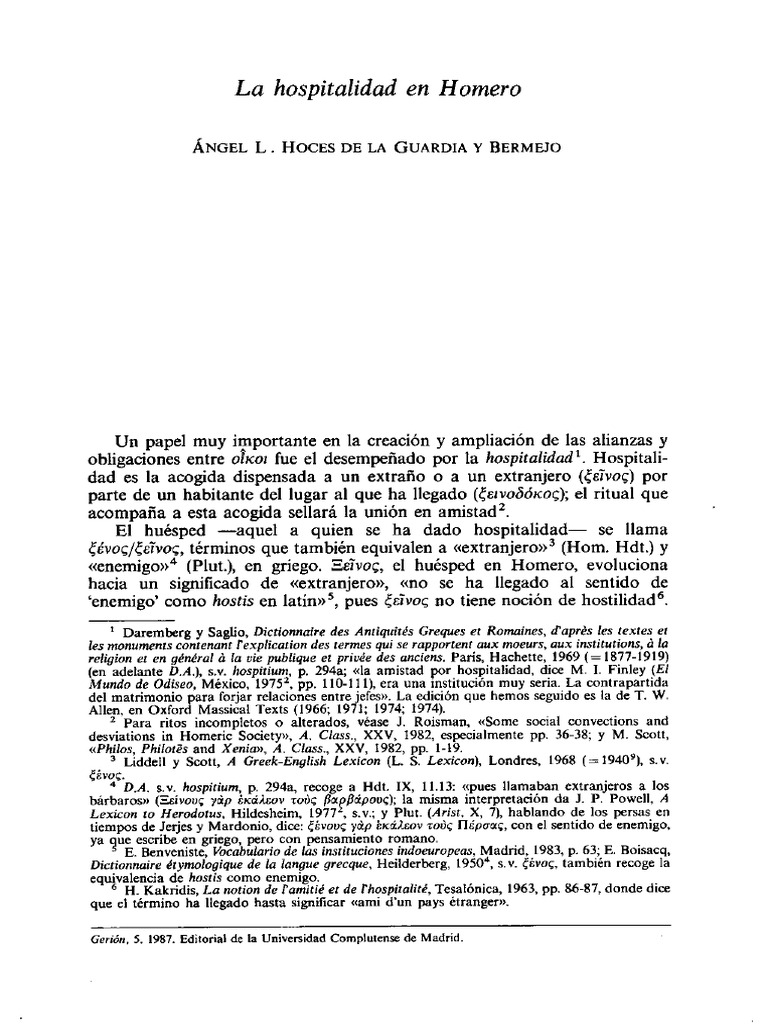 Hospitalidad en la obra de Homero | PDF | Odisea