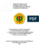 Pelaporan Kemajuan PLP 1 - Mahasiswa Fkip - Sman 9 Mataram