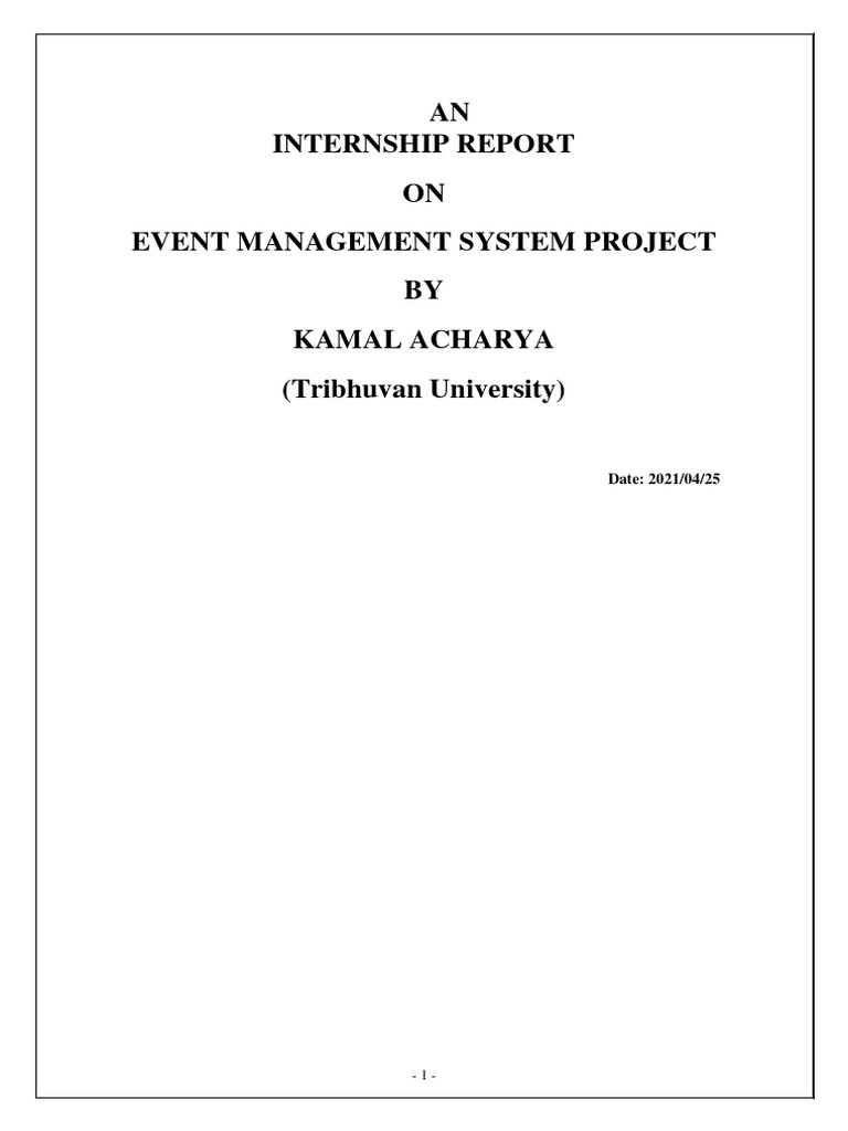 Event Management System Internship Report | PDF | Software Testing | Sql