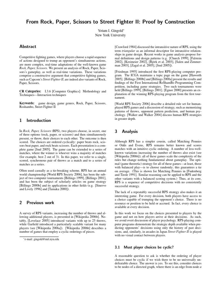 RPS Variants in Fighting Games Analysis | PDF | Vertex (Graph Theory ...