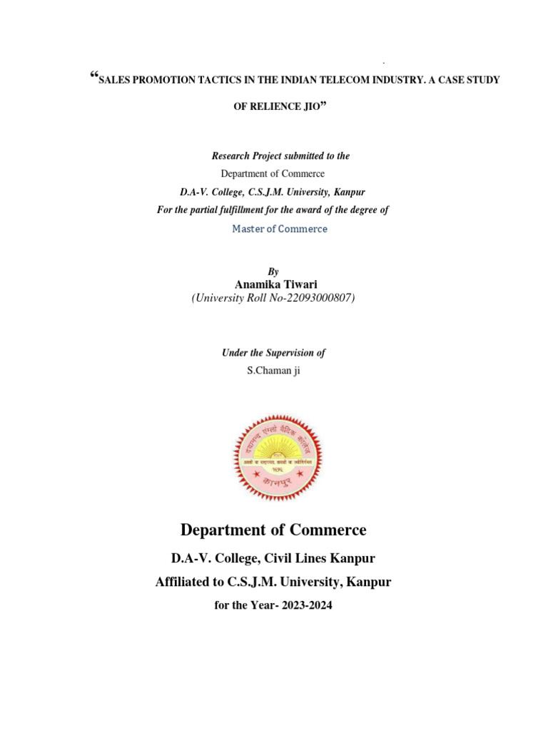 Sales Promotion Tactics: Reliance Jio Case Study | PDF | Retail ...