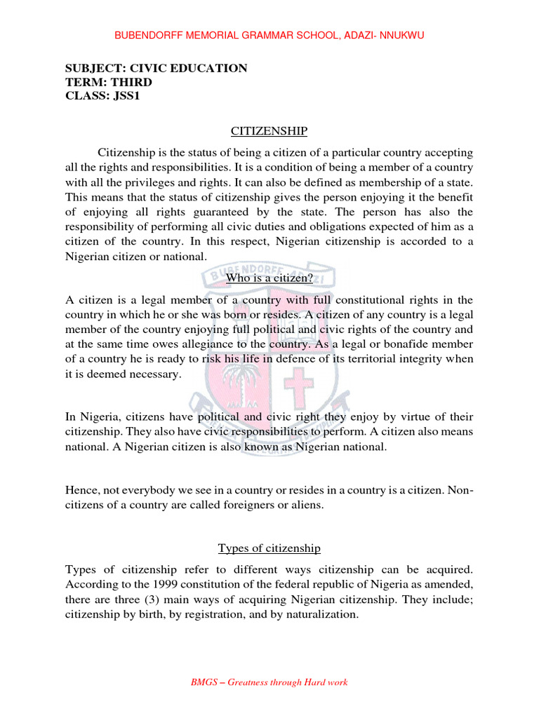Types of Citizenship in Nigeria | PDF | Citizenship | Naturalization
