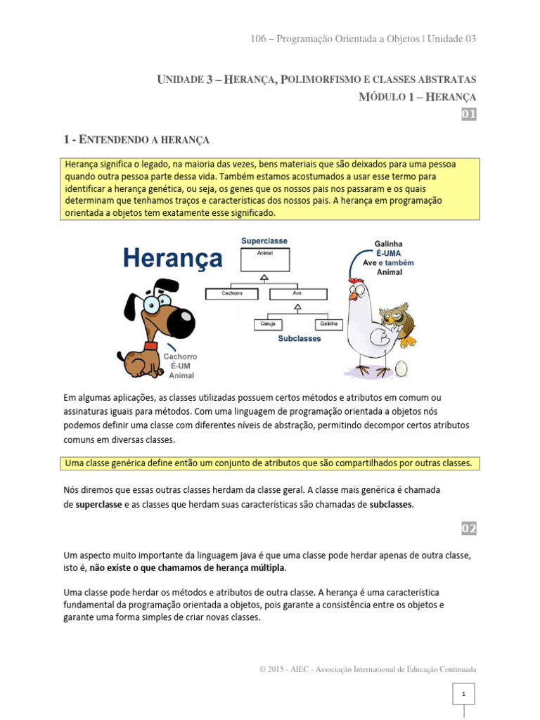 Polimorfismo e Sobrecarga em Java | PDF | Classe (programação de ...