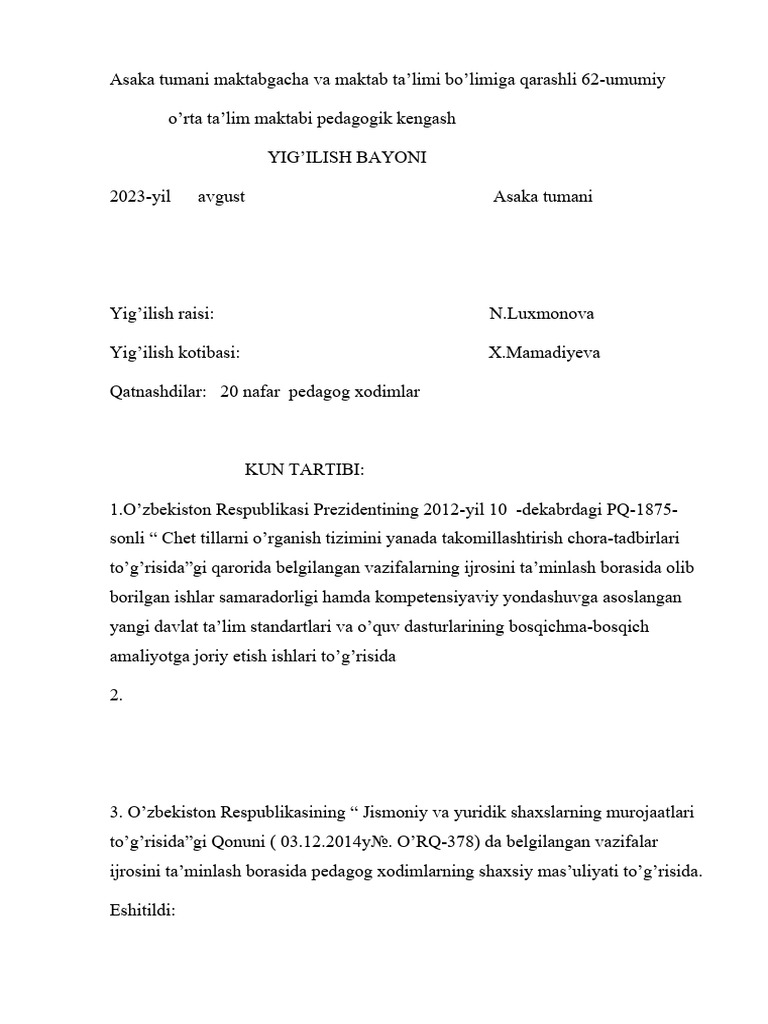Yig'ilish | PDF