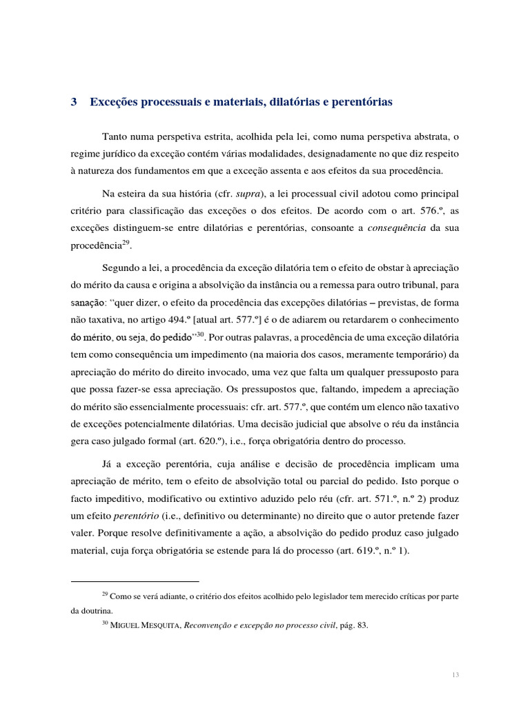 Exceções Dilatórias e Perentórias | PDF | Processo civil | Réu