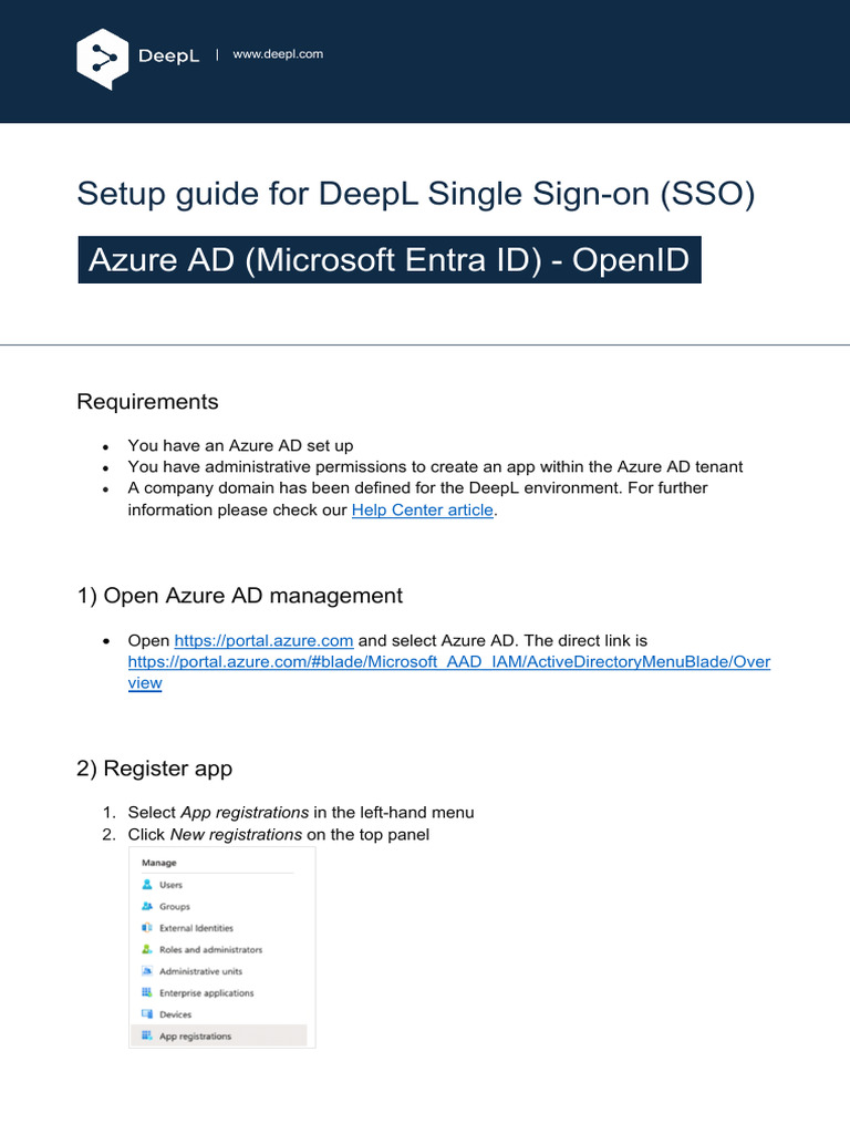 DeepL SSO Setup Guide for Azure AD | PDF | Computing | Information ...