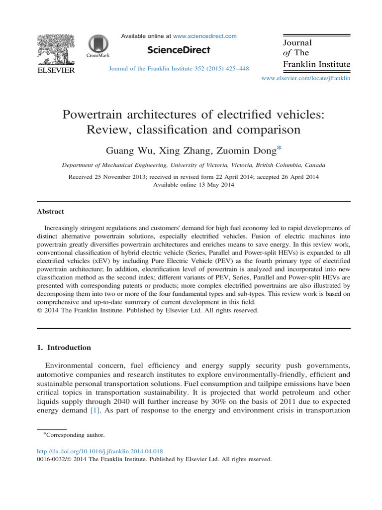 Electriﬁed Vehicle Powertrain Architectures | PDF | Manual Transmission ...