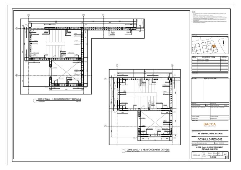 Res-E02-2202-S-5402 Core Wall 1 Reinforcement Details (Sheet-2) | PDF