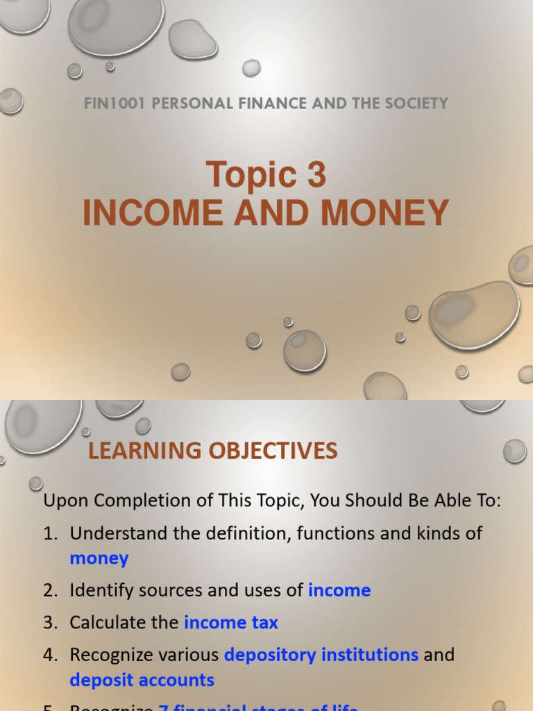 Topic 03 Income and Money | PDF | Money | Taxes