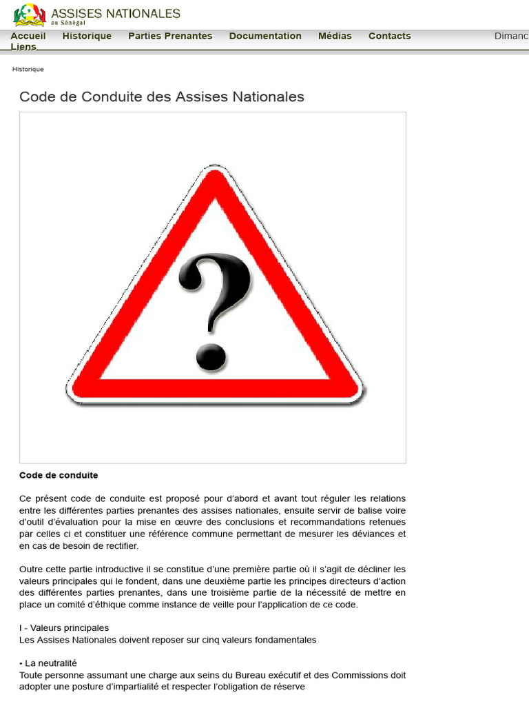 Code de conduite des Assises Nationales | PDF | Partie prenante