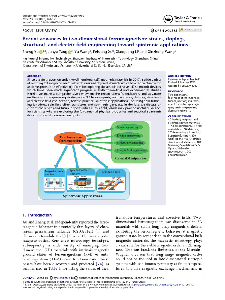 2D Ferromagnetism for Spintronics | PDF | Physical Sciences | Applied ...