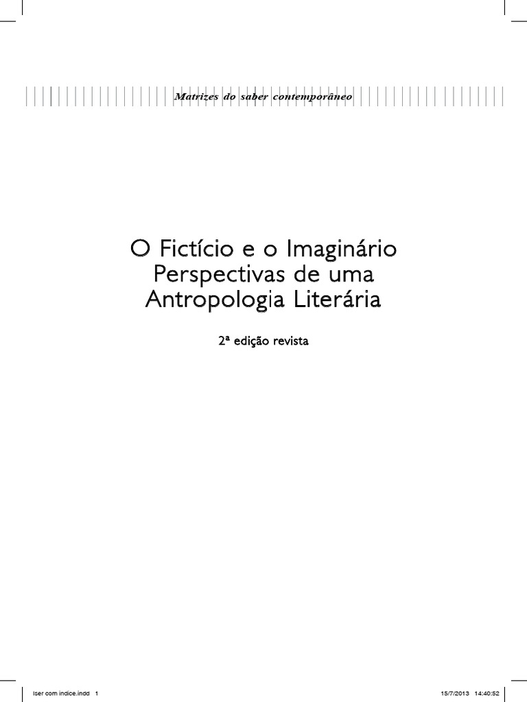 O Fictício e o Imaginário, de Wolfgang Iser | PDF | Science | Pensamento