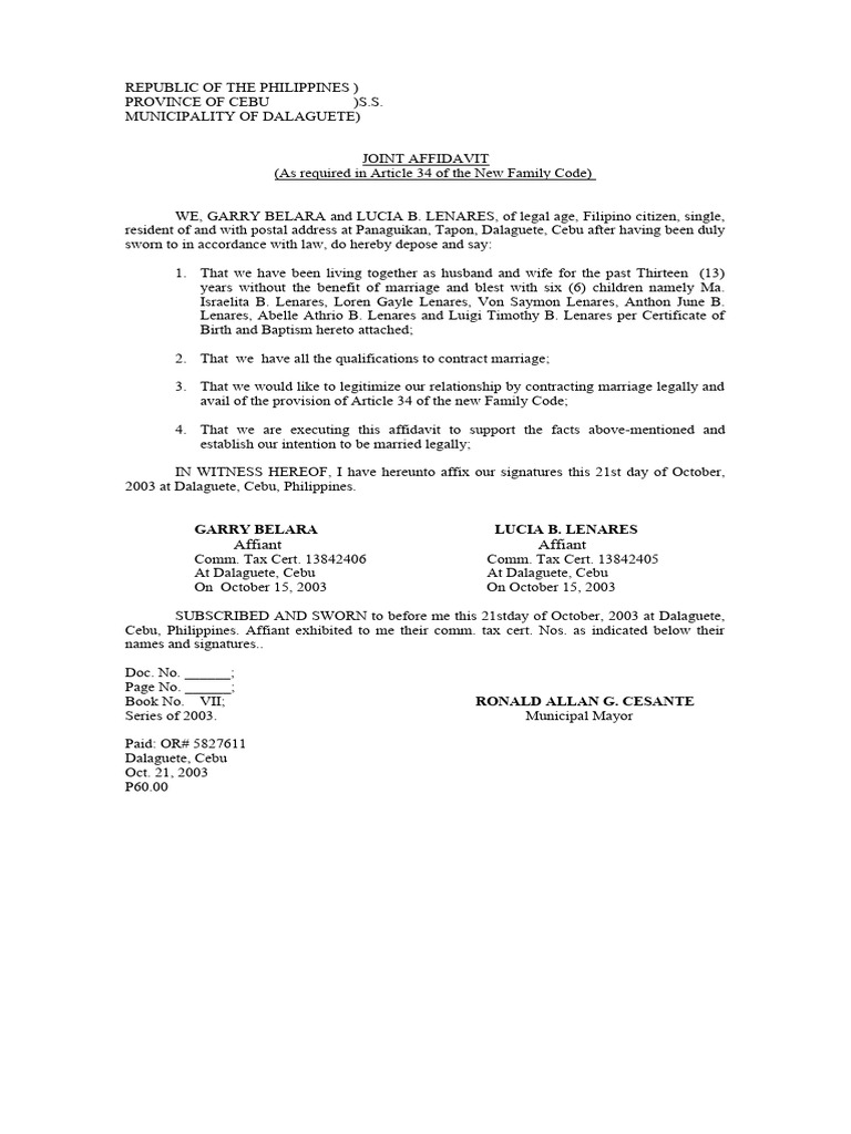 Affidavit For Article 34 | PDF