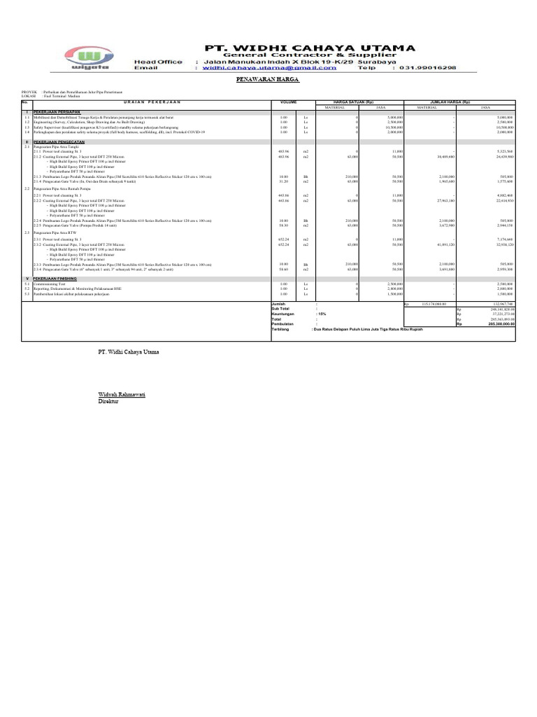 Penawaran Pengecatan Pipa | PDF