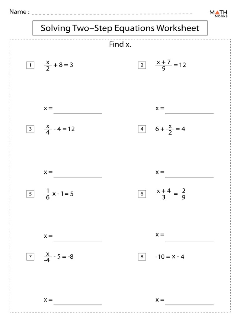 Solving Two Step Equations Worksheet30 | PDF