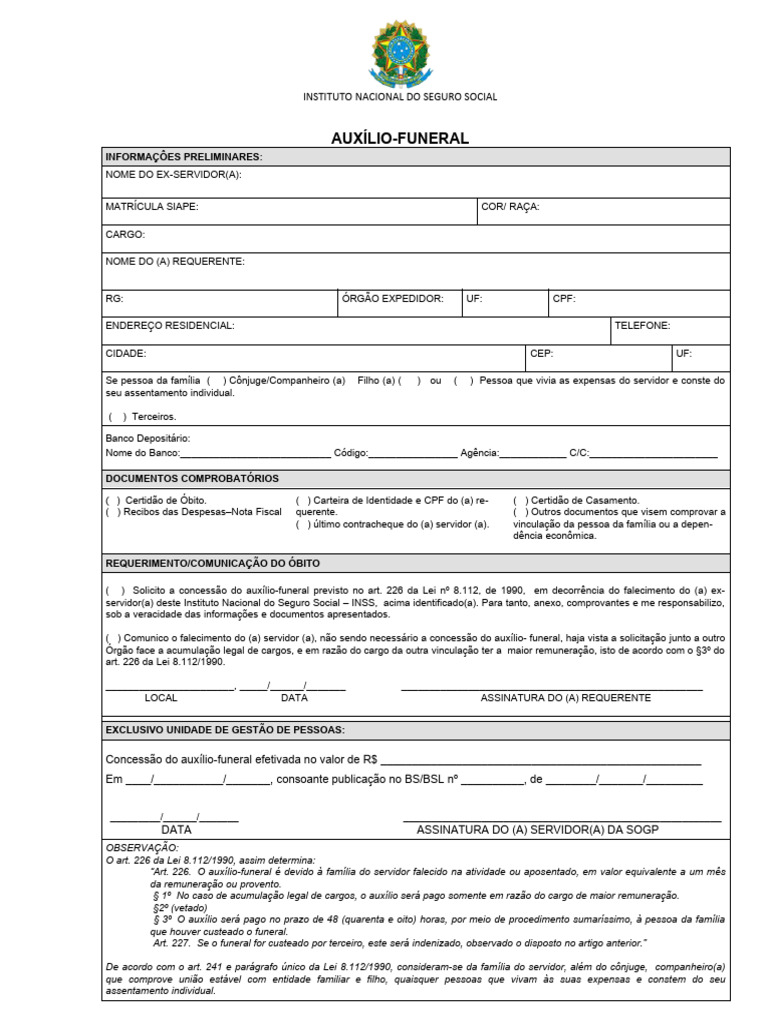 Requerimento - Auxilio Funeral | PDF
