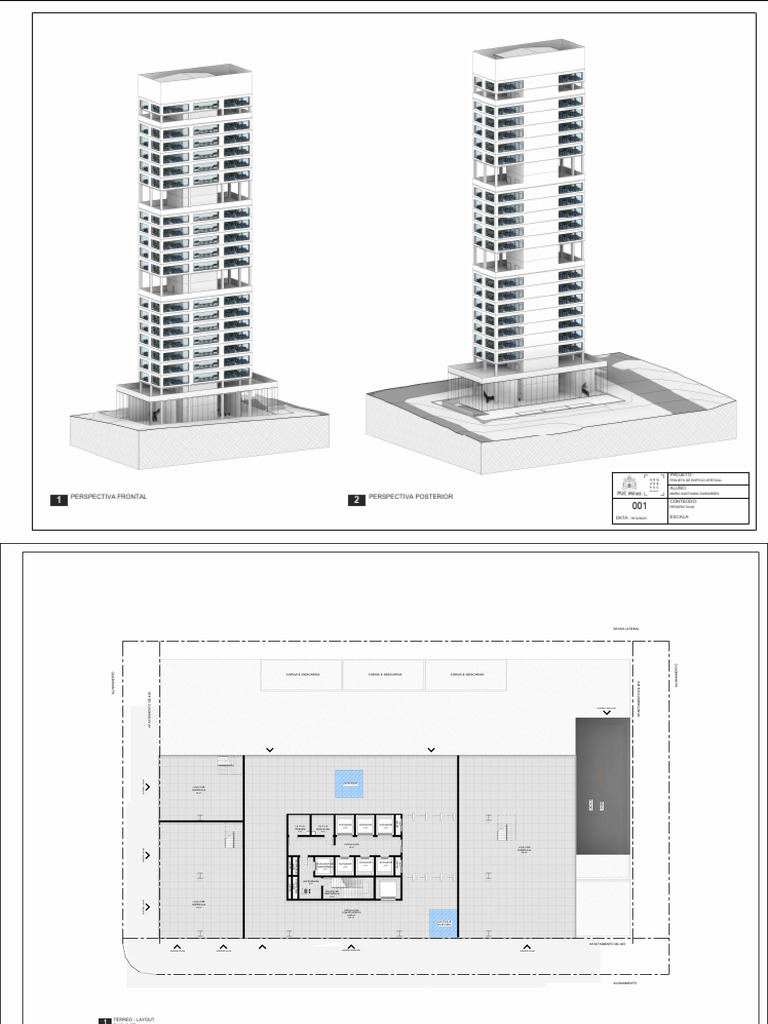 Projeto Edifício Vertical - Layout e Cortes | PDF