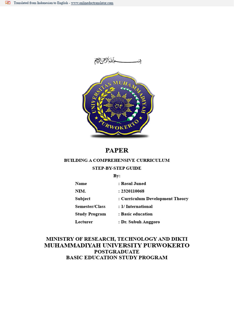 Comprehensive Curriculum Development Guide | PDF | Curriculum ...