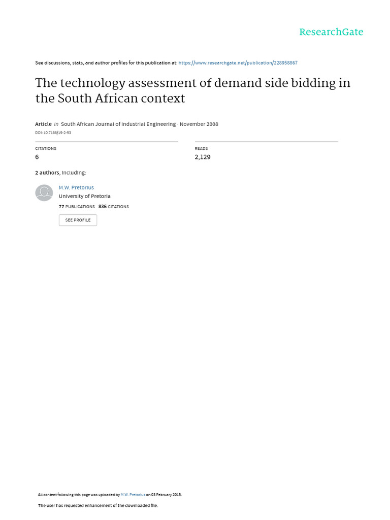 The Technology Assessment of Demand Side Bidding I | PDF | Cogeneration ...