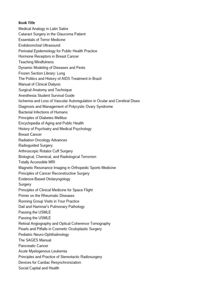 SpringerNature Books Title List 20240403 062055 | PDF | Cancer | Medical  Imaging