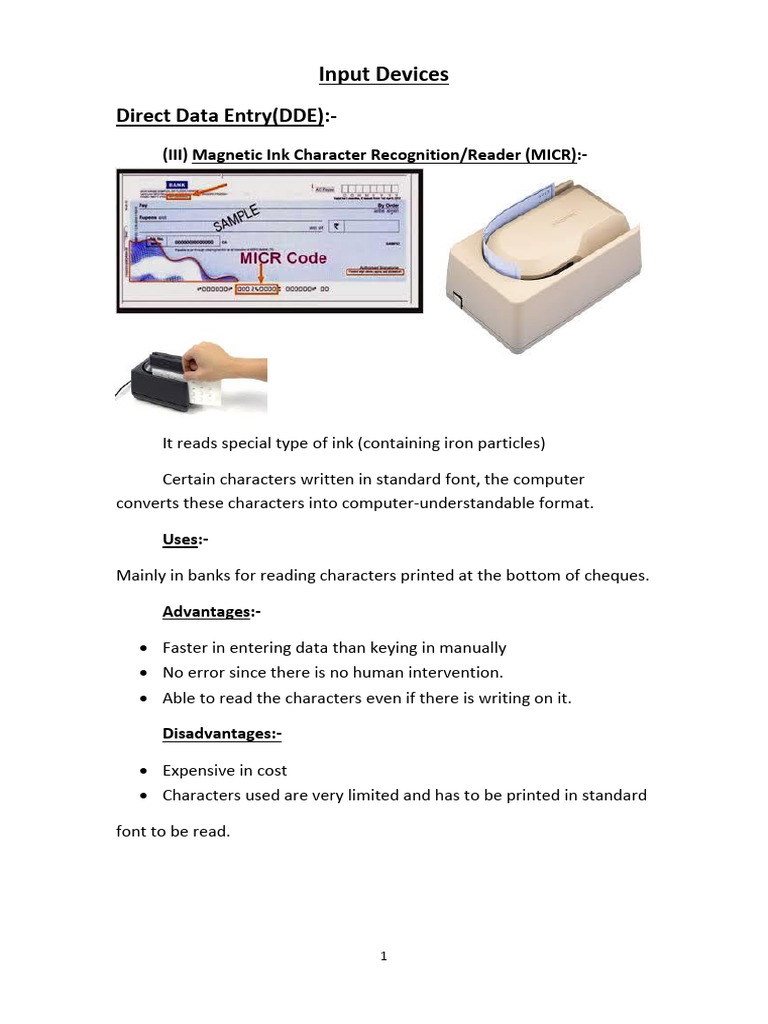 Input Devices and Their Uses3 | PDF | Optical Character Recognition ...