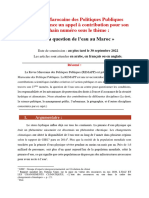 Argumentaire Et Modalite de Soumission La Question de Leau Au Maroc