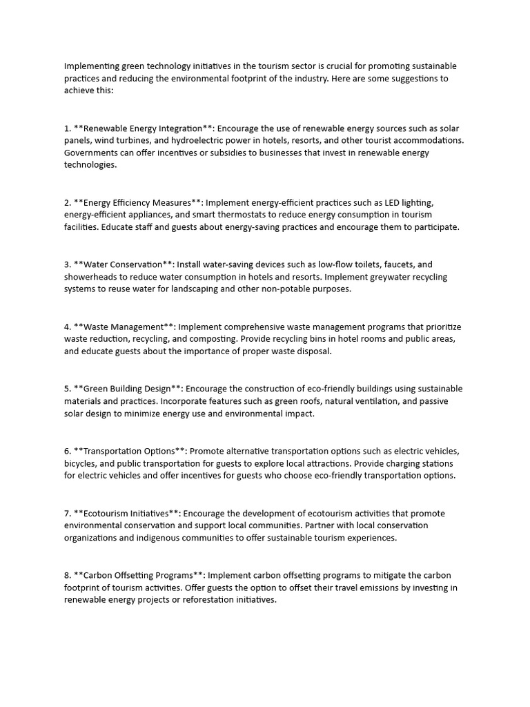 Green Technology in Sustainable Tourism | PDF | Efficient Energy Use ...