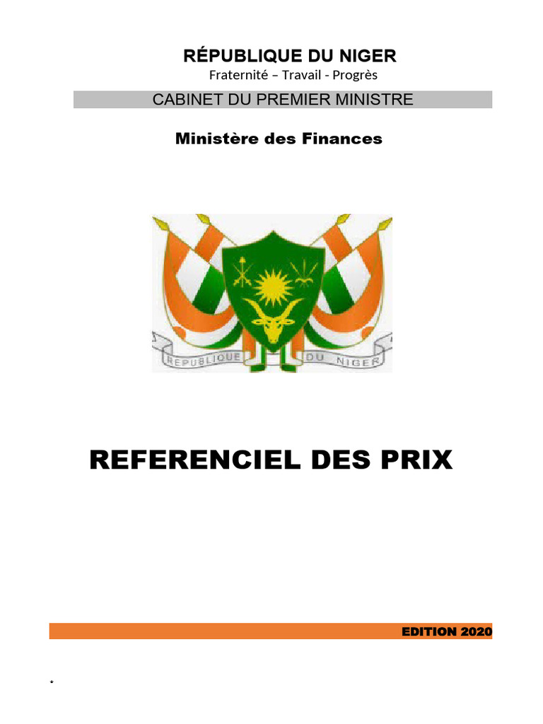 Référentiel des Prix Niger 2020 | PDF | Imprimante (Informatique