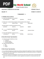Class 5 Revision Ws 2025 Chap 2 Food and Health | PDF | Vitamin | Foods