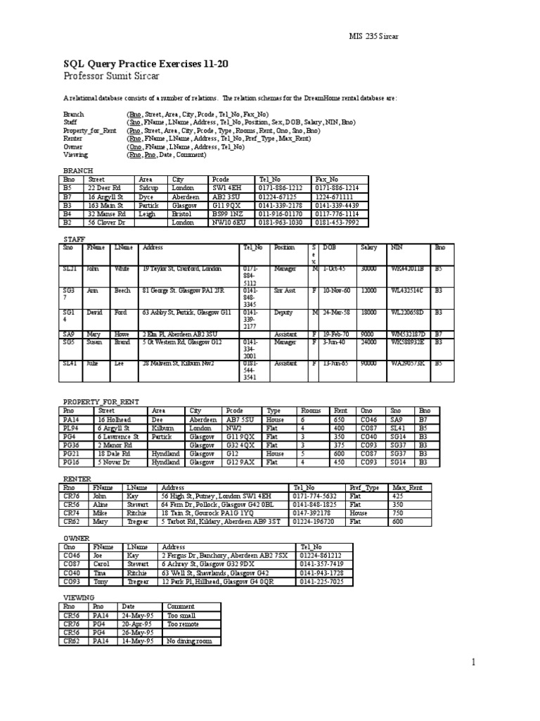 SQL Exercises 11-20 | PDF | Data Management | Scientific Modeling
