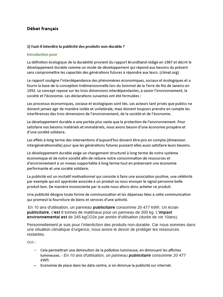 Interdiction de la publicité non durable ? | PDF | Développement ...