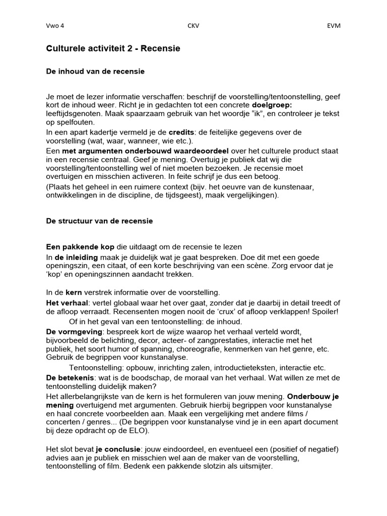 Recensie Culturele Activiteit | PDF