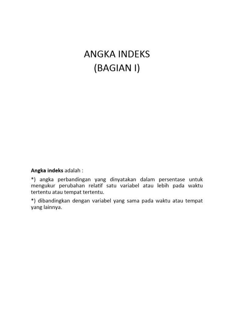 Pengertian dan Macam Angka Indeks | PDF