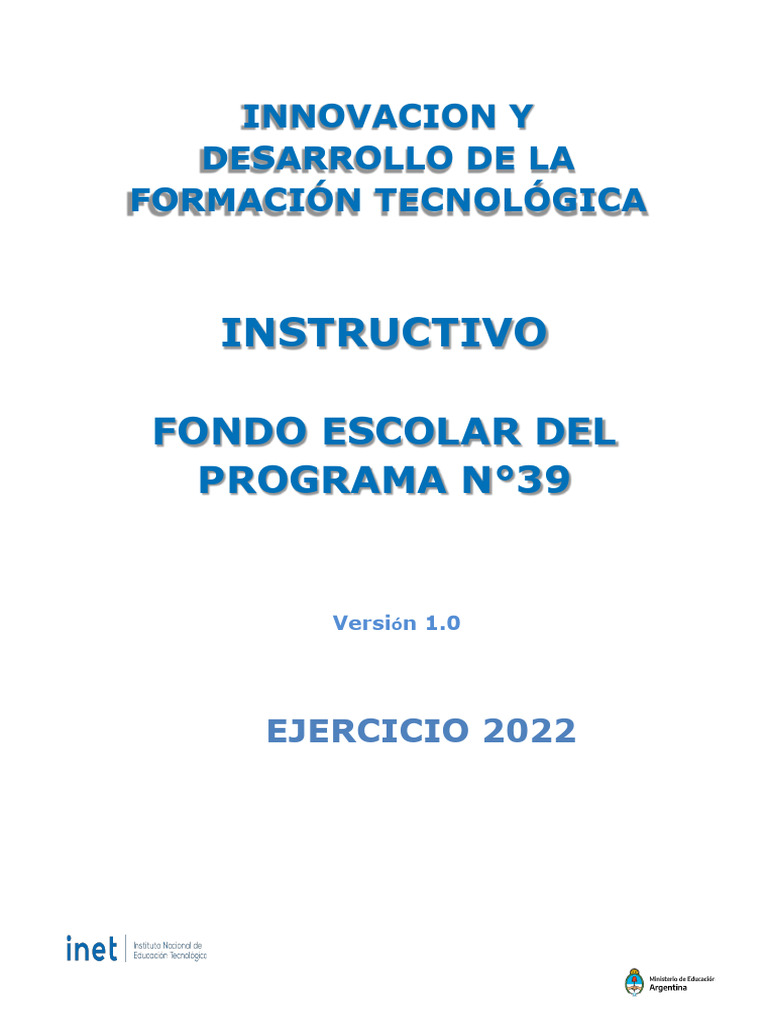 Instructivo Fondo Escolar Programa 39 | PDF | Presupuesto