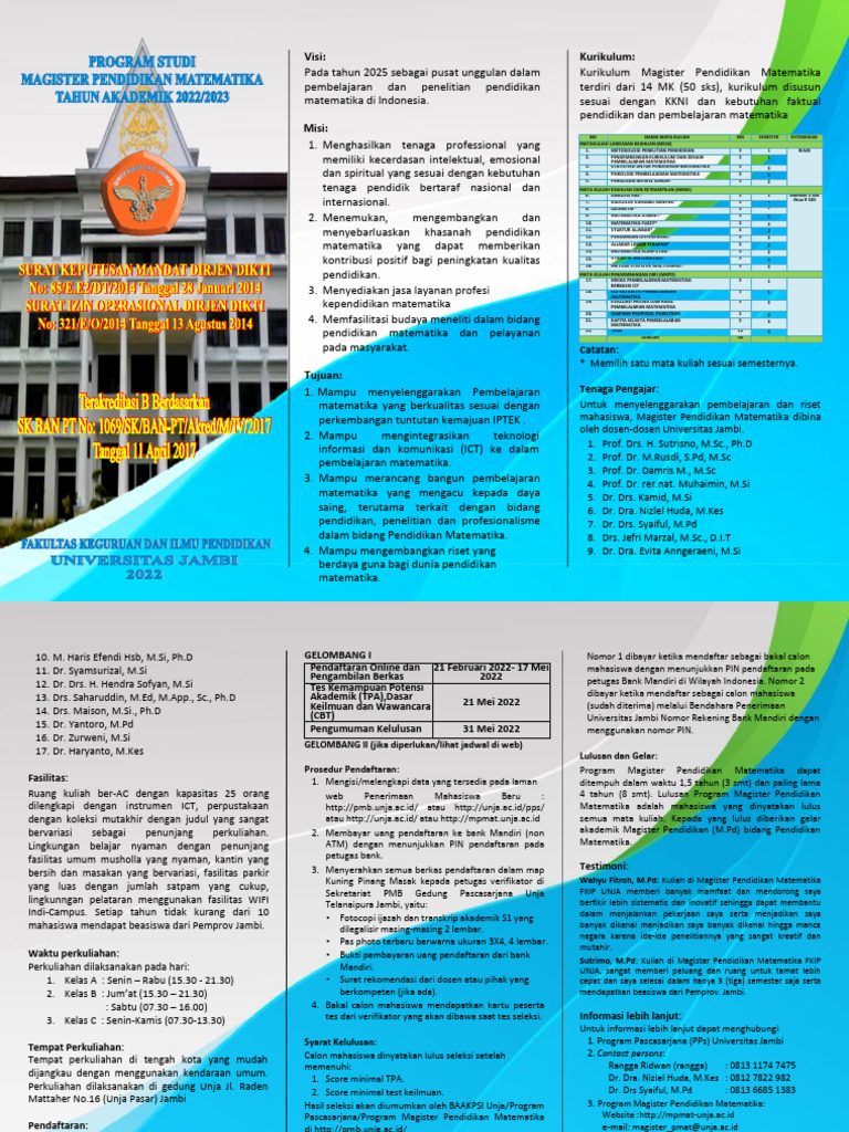 Magister Pendidikan Matematika UNJA 2025 | PDF