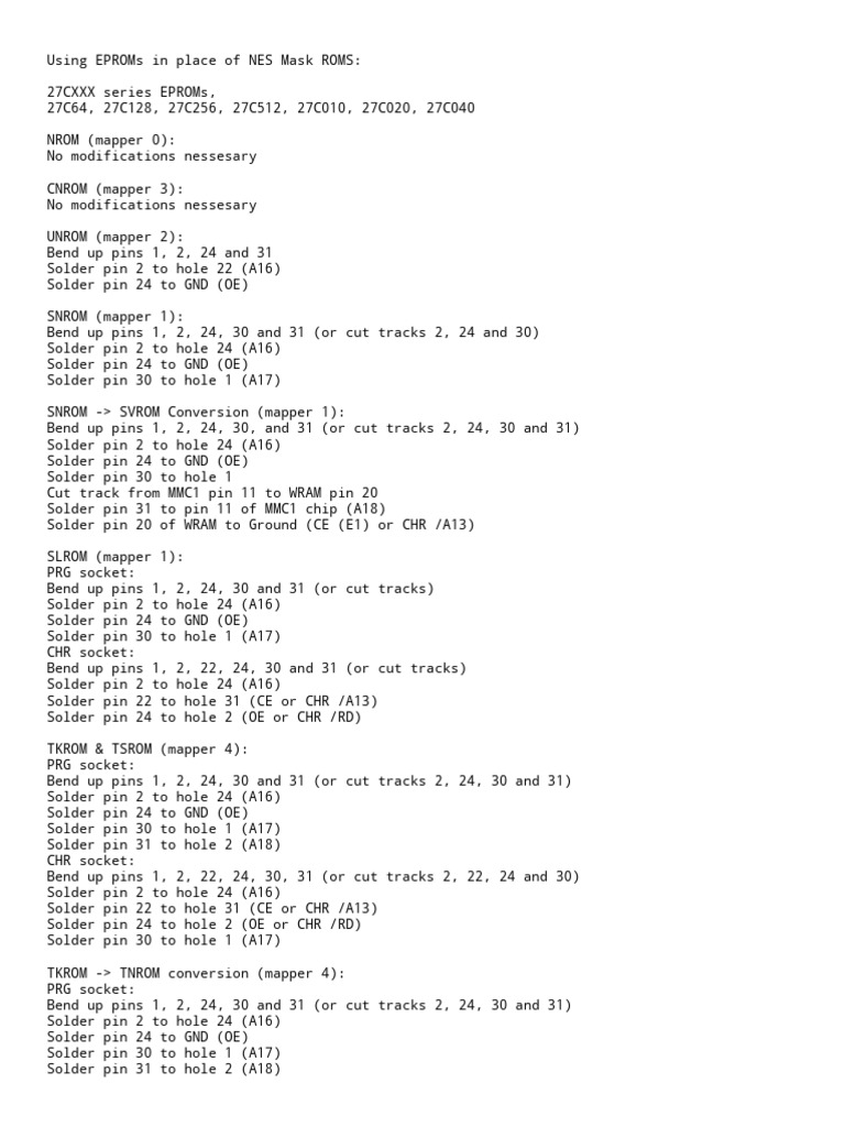 Using EPROMs for NES Modifications | PDF | Manufactured Goods ...