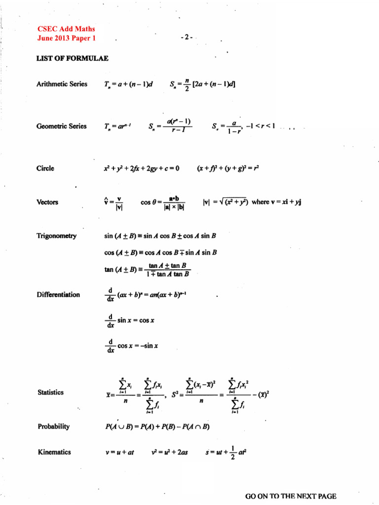 CSEC Additional Mathematics June 2013 P1 | PDF