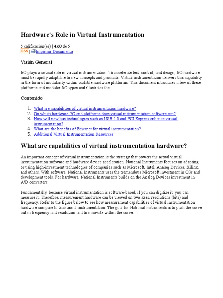 Hardware's Role in Virtual Instrumentation PDF Usb Personal Computers
