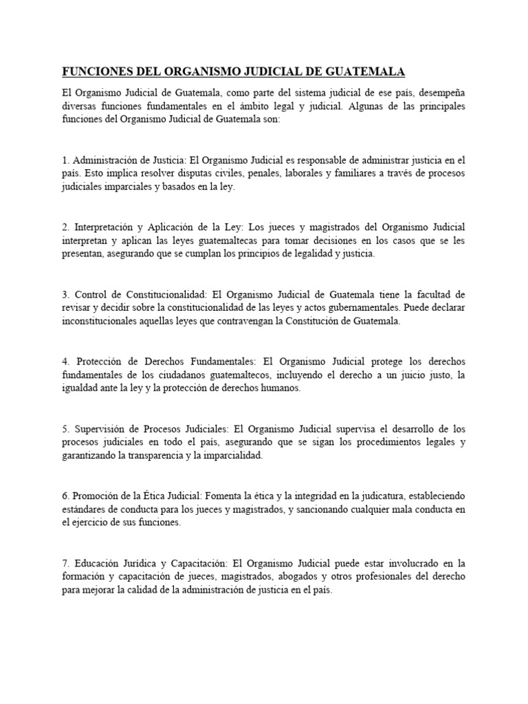 Funciones del Organismo Judicial en Guatemala | PDF | Judicaturas | Juez